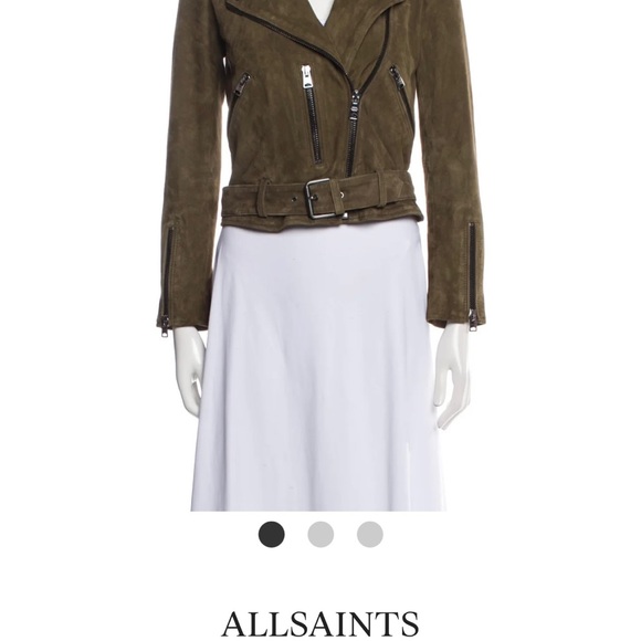 AllSaints Suede Biker Jacket Size US2/XS - Picture 5 of 9